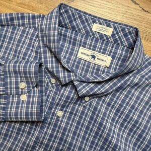 Onward Reserve Button Down Mens XXL Blue Plaid Tailored Fit Performance Shirt